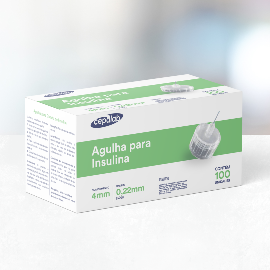 Agulha para Insulina 32Gx4mm Caixa C/100 - Cepalab