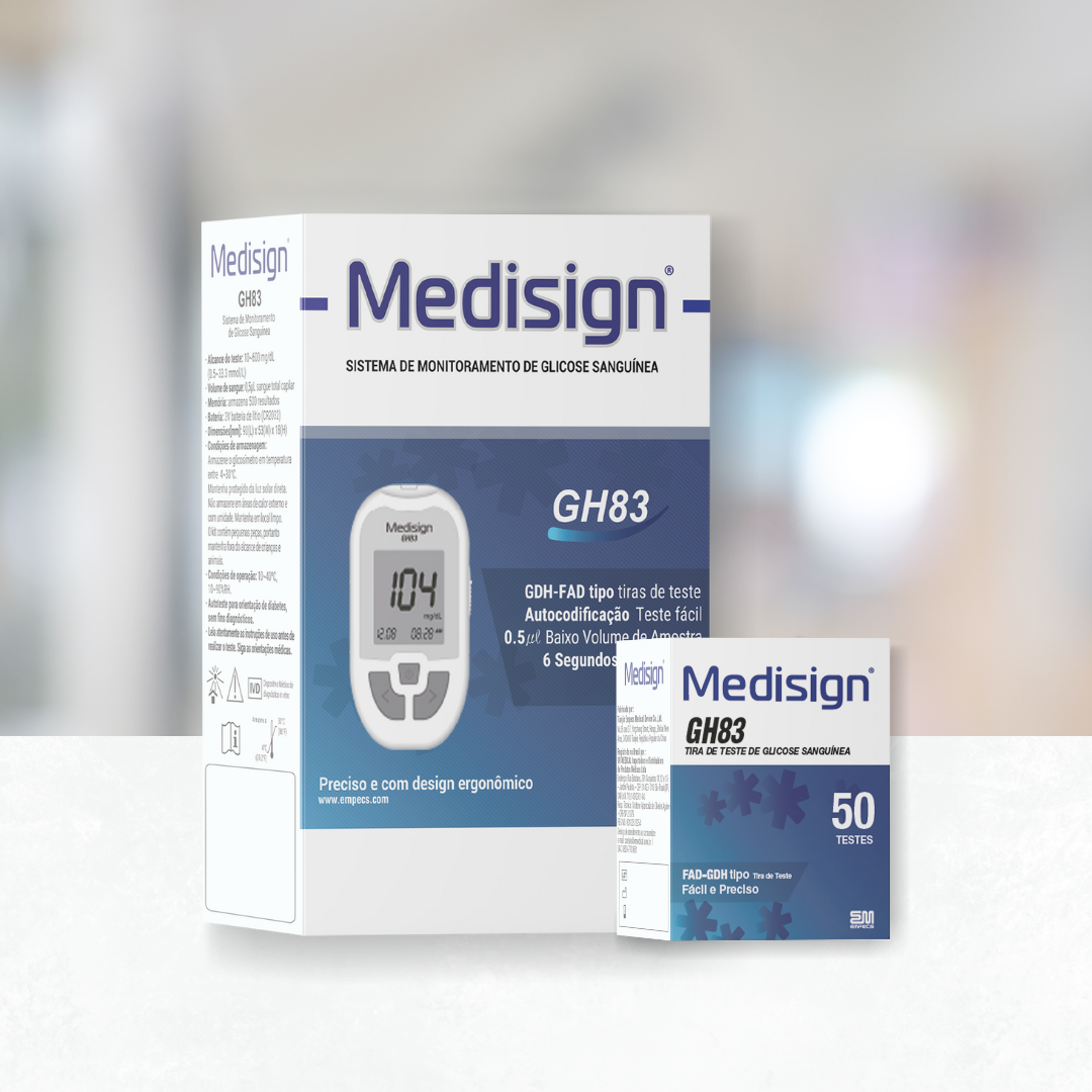 Glicosímetro GH83 + Caixa de Tiras de Glicose - Medisign