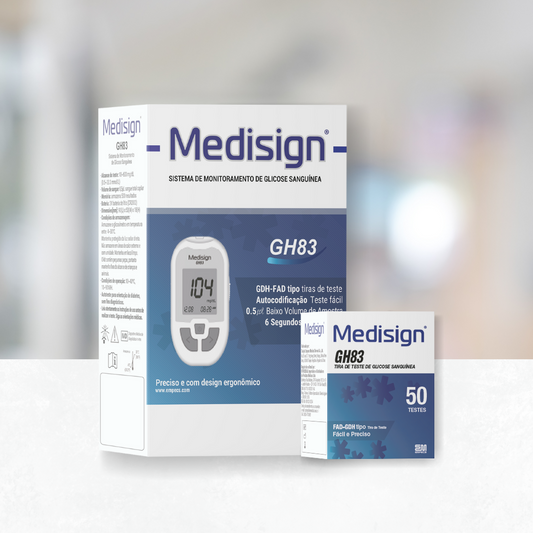 Glicosímetro GH83 + Caixa de Tiras de Glicose - Medisign