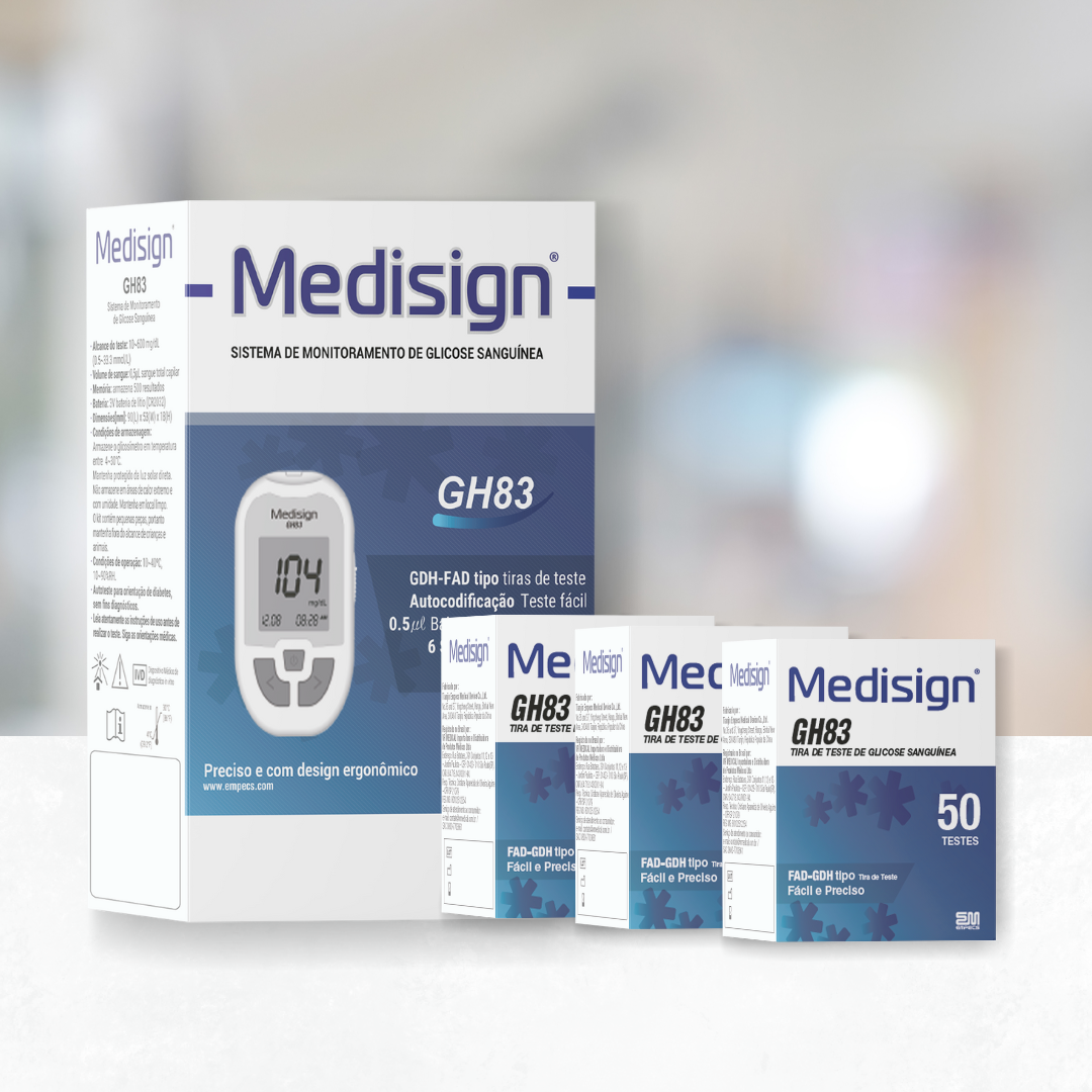 Glicosímetro GH83 + Caixa de Tiras de Glicose - Medisign